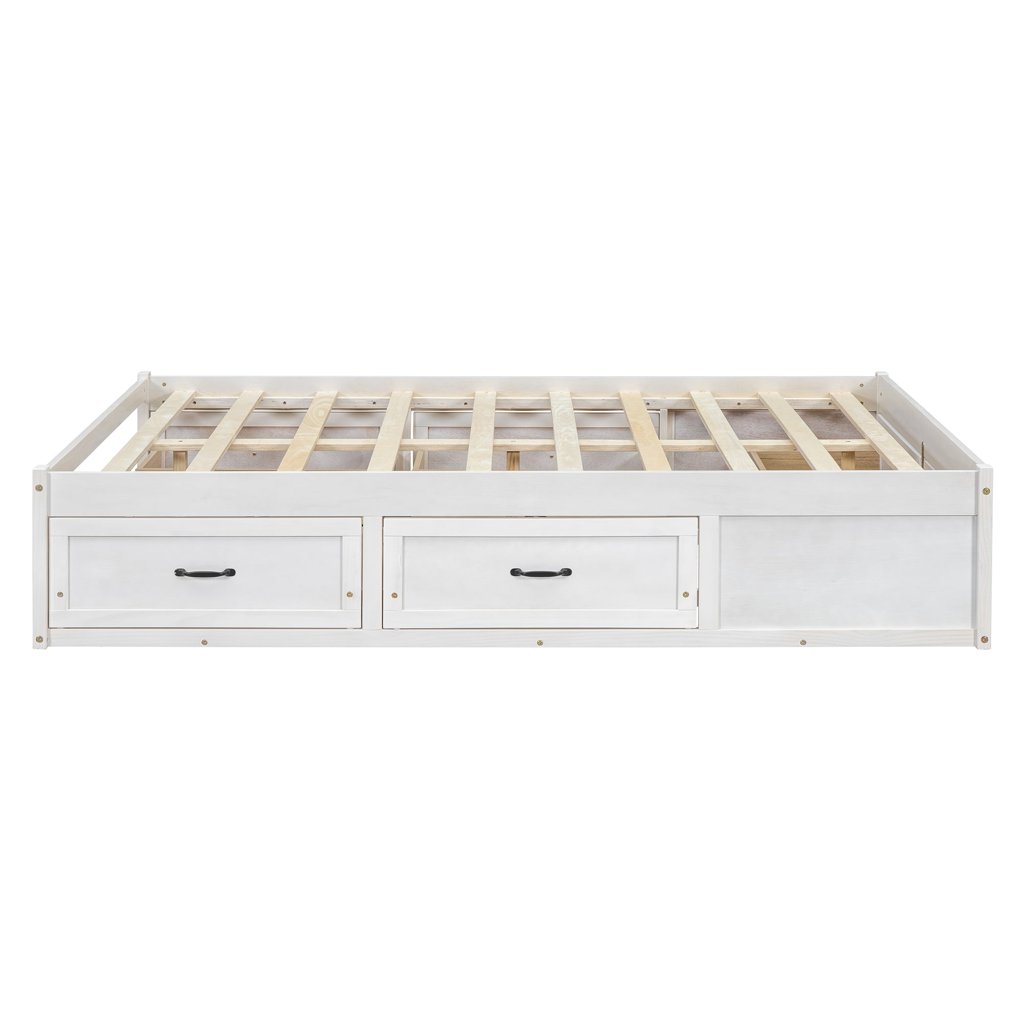 Aukfa Full Size Storage Platform Bed with 6 Drawers, Farmhouse Captain Bed Frame, Antique White