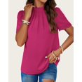 thumbnail image 3 of FreshPretty Women's Dressy Casual Blouses Business Work Tops Lace Trim Short Sleeve Office Shirts Summer Spring Outfits, 3 of 7