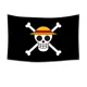 thumbnail image 3 of Bandera de calavera pirata de One Piece de Anime, decoración de pared para el hogar y el dormitorio, pancarta con pintura de sombrero de paja de Luffy, bandera pirata, juguetes para niños, regalo, 3 of 5
