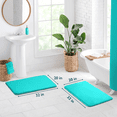thumbnail image 2 of ComfiTime 2 Piece Bathroom Rugs Set – Thick Memory Foam, Non-Slip Bath Mat, Soft Plush Velvet Top, Ultra Absorbent, Small, Large & Long Rugs for Bathroom Floor, Teal, 20*32, 2PCS, 2 of 10