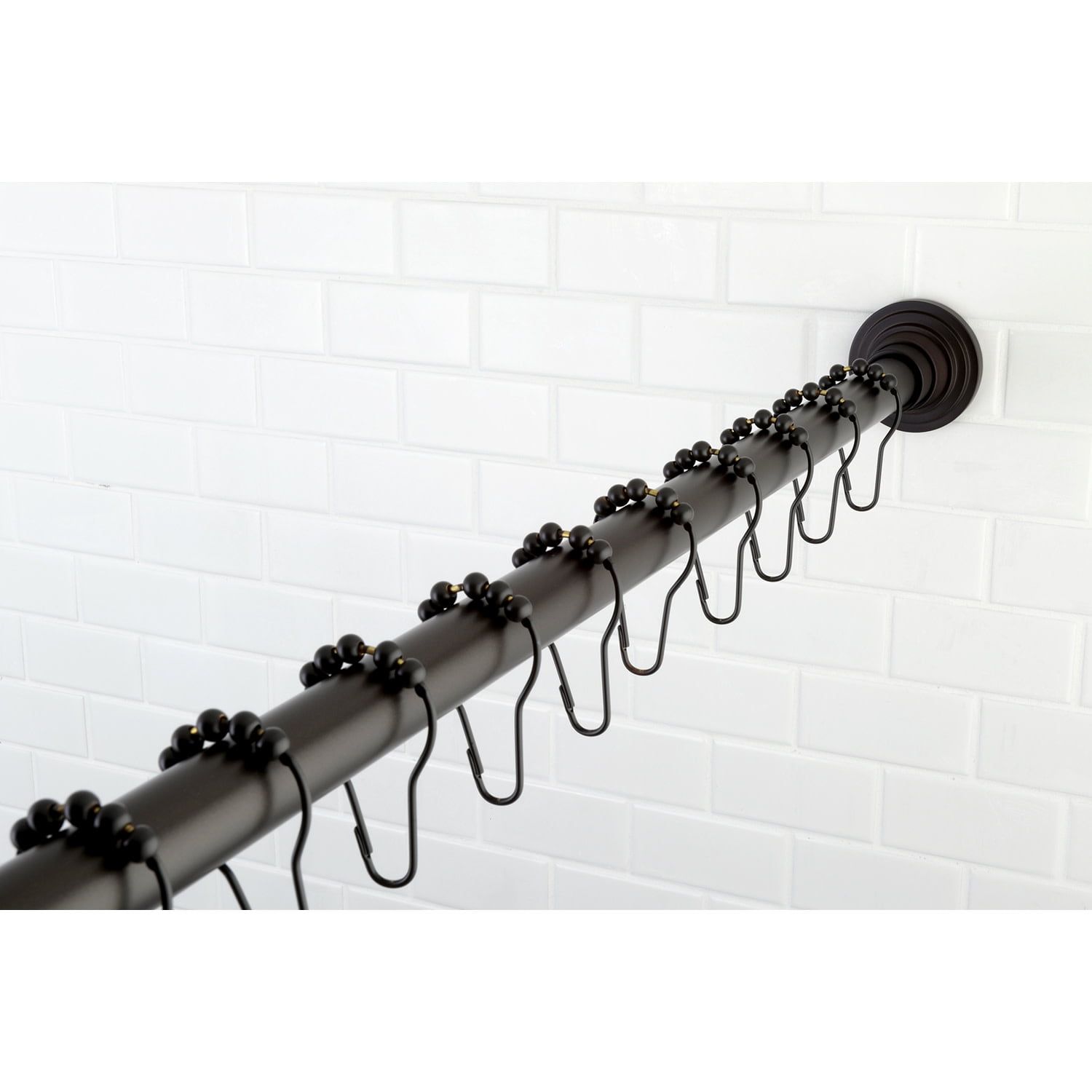 Kingston Brass Americana SRK605 60"-72" Adjustable Shower Curtain Rod with Ring Combo, Stainless Steel, Oil Rubbed Bronze Finish
