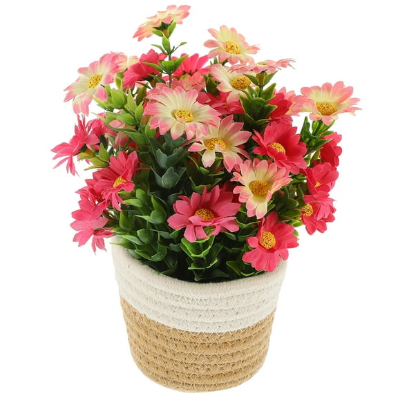 Masteelf  Woven Flower Basket Small Potted Plant Decor Artificial Plants Wicker Faux