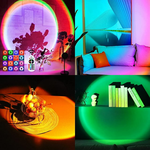 Sunset Lamp, Lights,FYBTO Rainbow Sunset Projection Lamp 16 RGB Color Changing Night Light 360 Degree Bracket For Self-Media Light FYBTO tic Wedding Birthday Party Bar Restaurant Photo