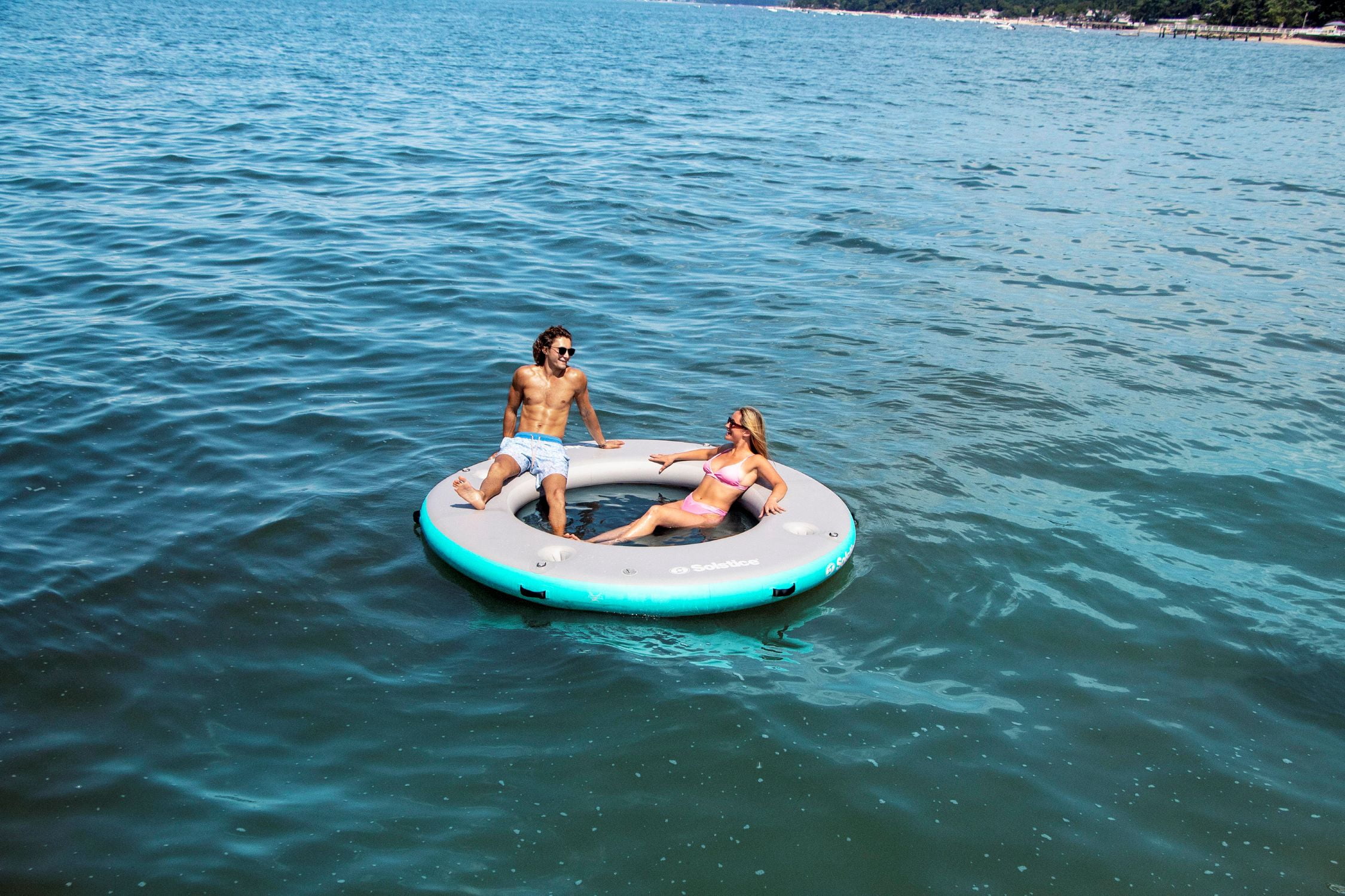 Swimline Inflatable Circular Mesh Dock - 8' - Blue and White