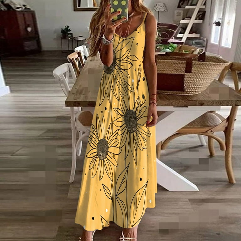 strapless open back dress Yellow Chiffon Trendy Party Wear Dresses Ladies Floral Embroidery Flared  Fit main image 1
