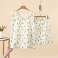 thumbnail image 2 of Bxsruta Women's Floral Print Pajama Set Sleeveless Ruffle Trim Top and Shorts 2 Piece Sleepwear for Women Lightweight Lounge Wear, 2 of 8