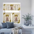 thumbnail image 2 of Kitchen Window Curtains Valance and Tier Set, Country Pig Sunflower Rod Pocket Tier Curtains and Valance 3 Piece Set, Summer Floral Leaf Animal Retro Linen Window Treatment for Bedroom Living Room, 2 of 9