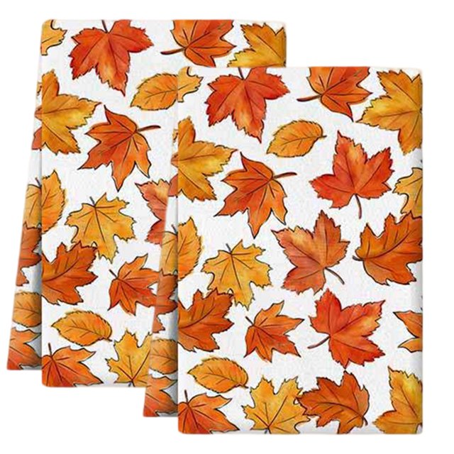 toallas de mano con diseño de hojas de arce y calabaza, de algodón, para el baño, para el otoño, para el secado, la limpieza y la cocina, 40 x 60 cm