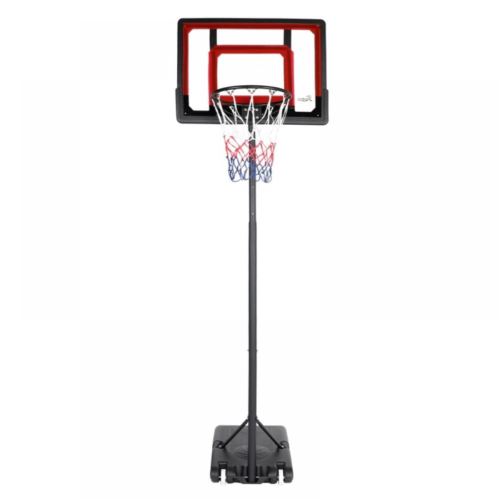 33 Inch Backboard Height Adjustable Portable Basketball System All-Weather Resistant Basketball Hoop Indoor Outdoor Lifting Basketball Stand Telescoping 5.4-6.8ft
