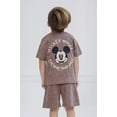 thumbnail image 4 of Disney Mickey Mouse Little Boys Vintage Wash Drop Shoulder T-Shirt and Shorts Outfit Set Brown 6, 4 of 5
