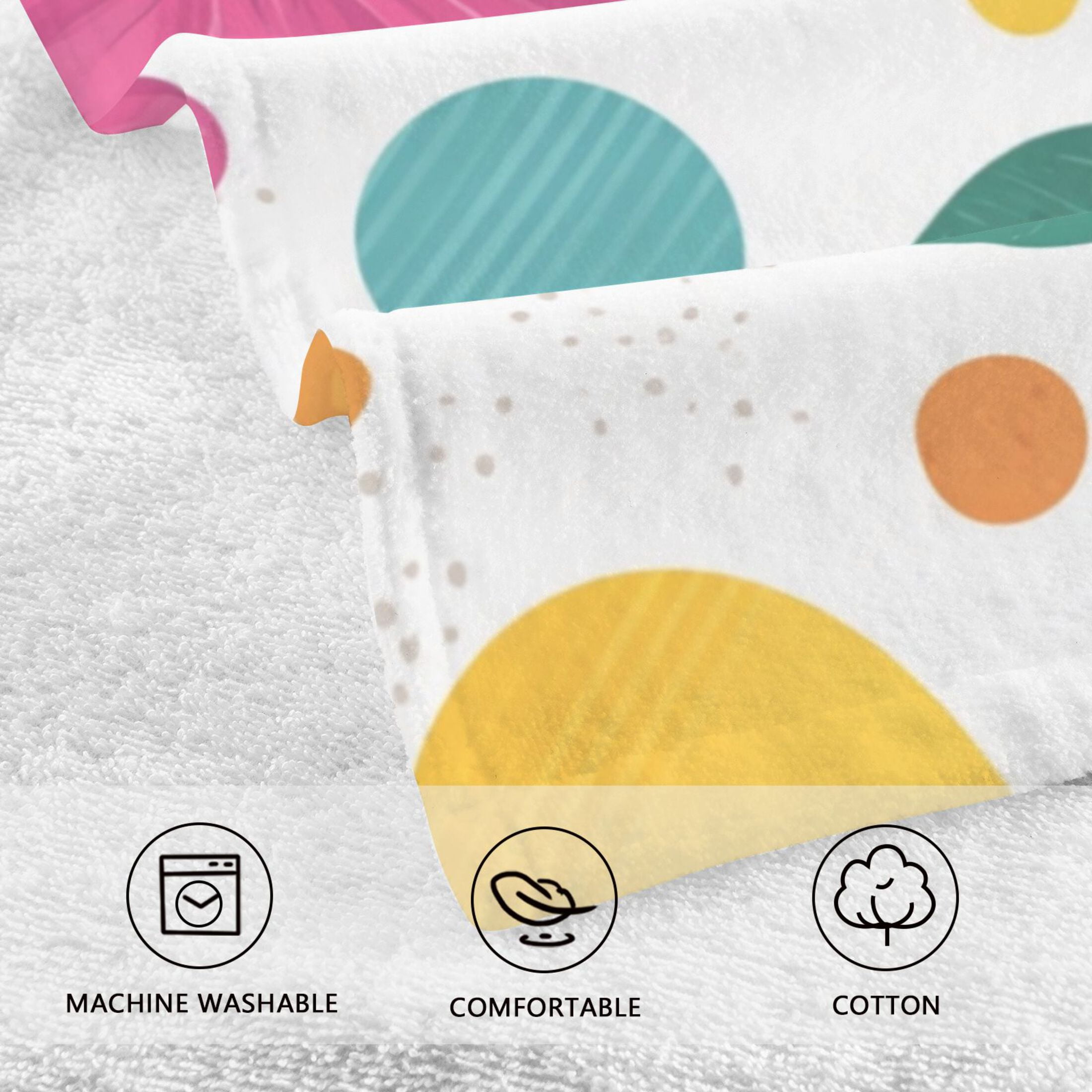 2-Pack Soft 100% Cotton & Highly Absorbent Bath Towel 2 Defferent Pattern Designs Colorful Fowers Colorful Spring Flowers