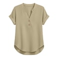 thumbnail image 5 of Womens Spring Short Sleeve T Shirts Fashion Tees V-Neck Summer Solid Color Loose Fit Tops, 5 of 5