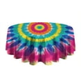 thumbnail image 5 of Colorful Rainbow Tie Dye Spiral Pattern Round Tablecloth 60"x60",Wrinkle Wipeable Table Cloth for Kitchen Dining Room Picnic Patio Party, 5 of 6