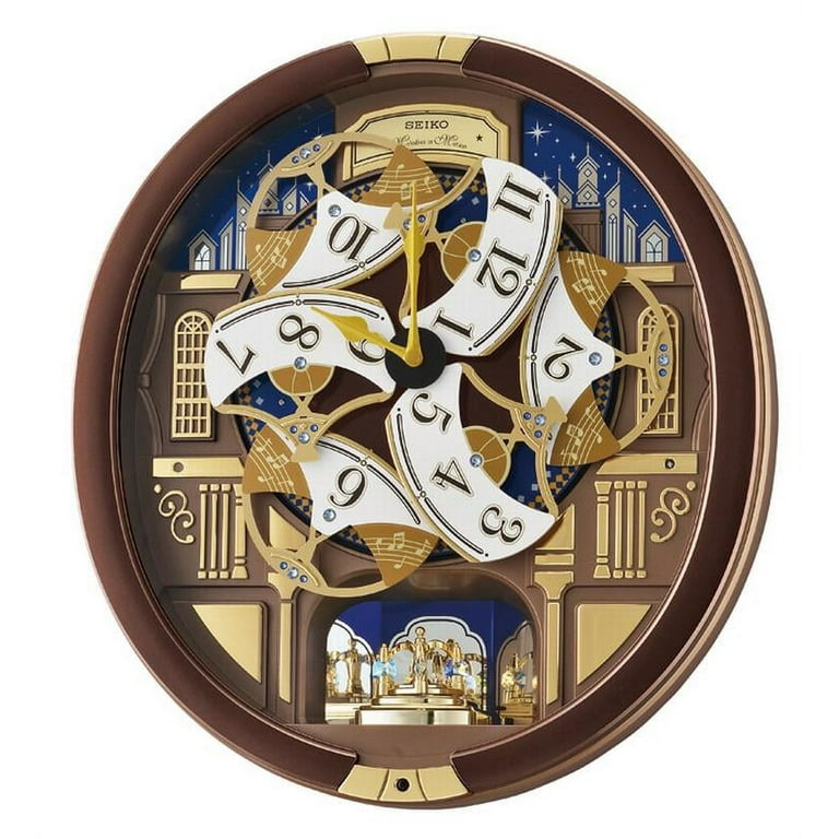 Free Shipping Seiko Nightime City Skyline Melodies in Motion Musical Wall Clock Quartz Analog QXM362BRH Walmart