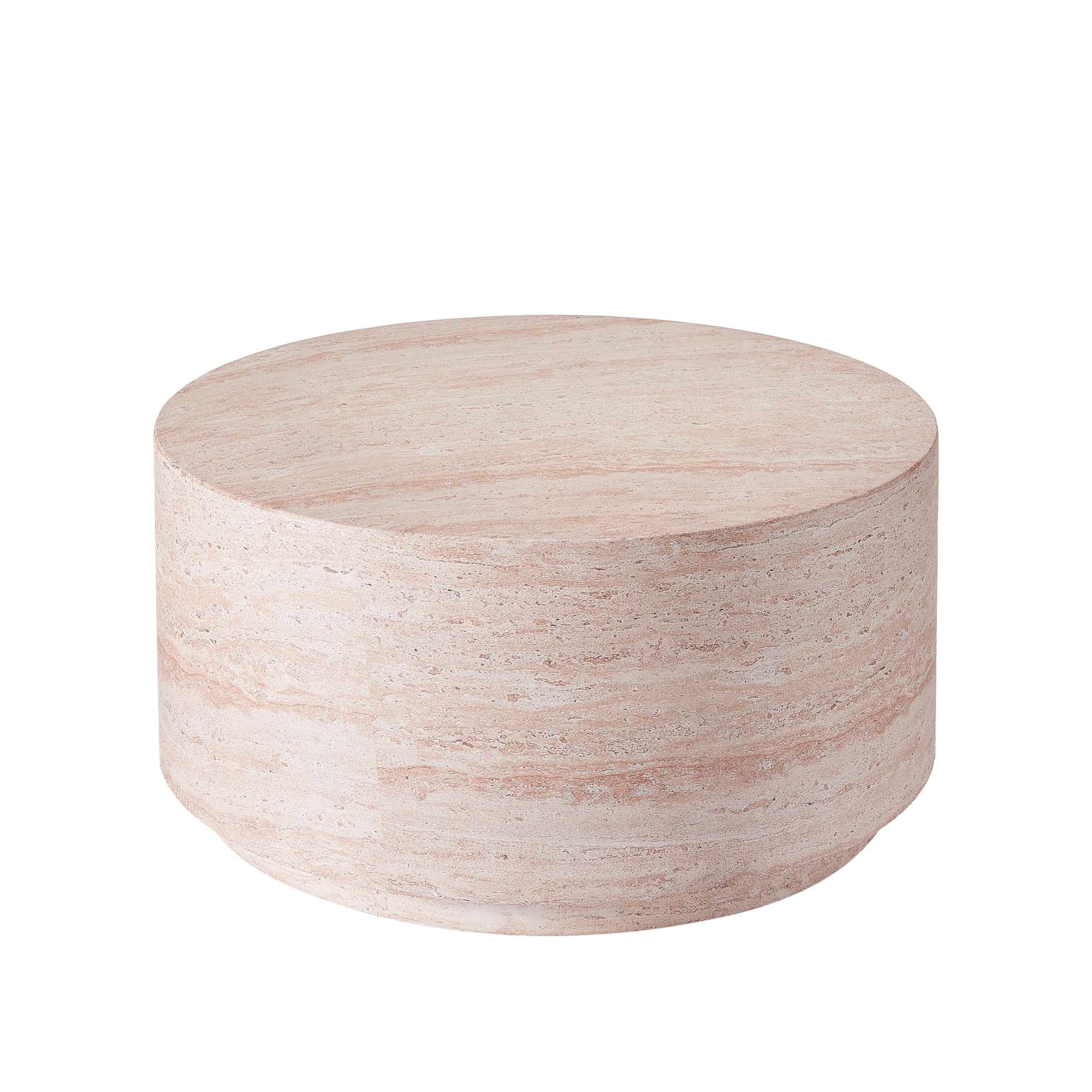 Christopher Knight Home 27.5" Round Coffee Table, MGO Travertine Indoor Outdoor Accent Table, Natural
