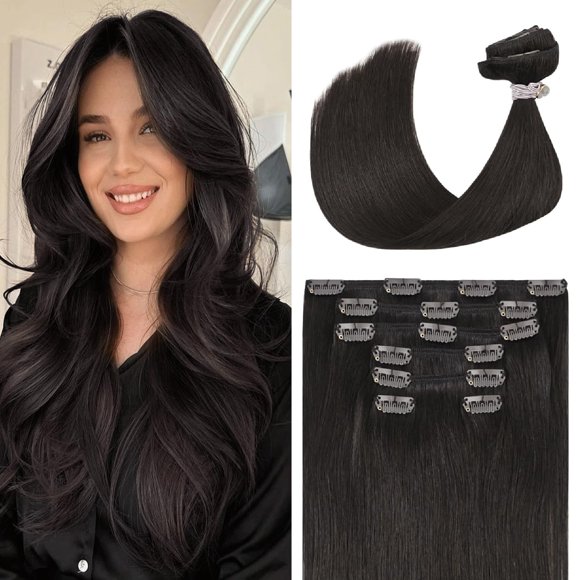 Extensiones de cabello UGOTRAYS, marrón oscuro, 20 pulgadas, 70 g, 100% Remy Ha
