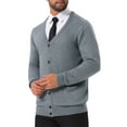 thumbnail image 4 of INSPIRE CHIC Men's V Neck Long Sleeved Button Down Knit Cardigan Sweaters with Pockets M Light Gray, 4 of 5