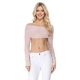 thumbnail image 1 of Yemak Women's Sexy Off The Shoulder Long Sleeve Wrappable Two Tone Shawl Sweater KC004-Blush-M/L, 1 of 6
