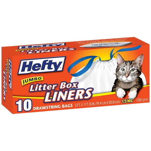 Hefty Jumbo Litter Box Liners, 10 count