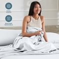 thumbnail image 4 of Bare Home Luxury Poly Satin Sheet Set for Hair and Skin, 15” Deep Pockets, Queen, White, 4 of 10