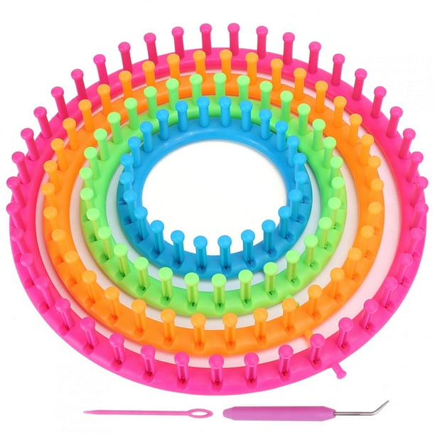 Kit de telares circulares para tejer, kit de manualidades con aguja de gancho y pompón para hacer bufandas.