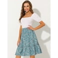 thumbnail image 2 of DARING DIVA Women's Flowy Ruffle Hem Tiered Floral Midi Skirt XL Dusty Blue, 2 of 6