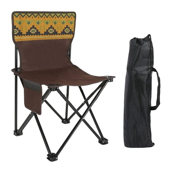 Clearance Sale! Portable Folding Chair with Backrest Lightweight Car Bon Steel Camping Chair for Outdoor Fishing Art Sketching (Medium/Large Leaf & Boho Patterns) Includes Carry Bag