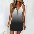 thumbnail image 1 of Robes d'Été pour Femmes Col en V Bretelles Spaghetti Ceinture Fermeture Éclair Mini Robe Rayée Unie Courte Décontractée avec Poches, 1 of 5