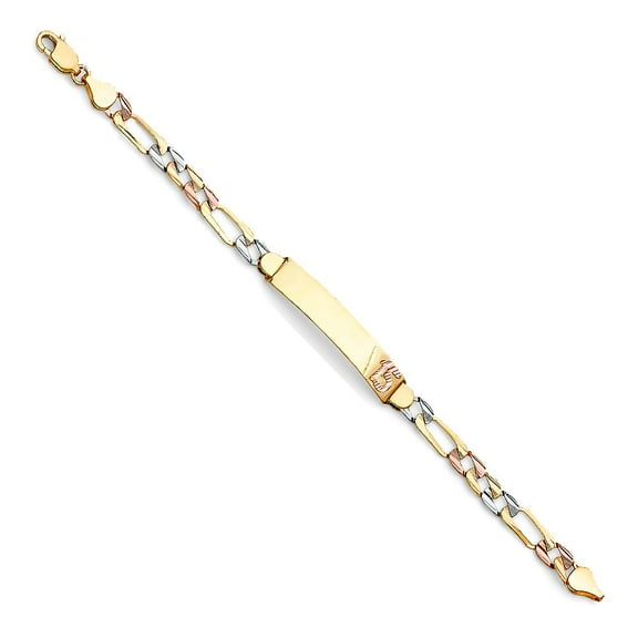 14K 3C DC Figaro Link 15 Years ID Bracelet  - 7"