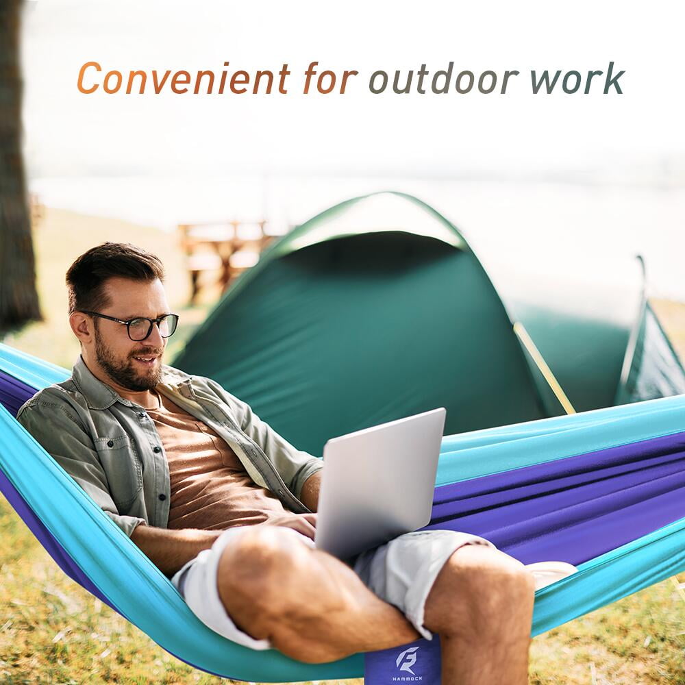 QUANFENG QF Hammock Portable Single Camping Hammock, Support 330lbs, Blue/Purple