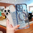 thumbnail image 5 of for iPhone 15 ProMax Case Compatible with MagSafe, Leopard Glitter Magnetic 15 Pro Max Case for Women Men Luxury Plating Clear Camera Lens Cover Shockproof Soft Silicone Bumper 6.7 "(Pink), 5 of 9