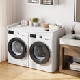 thumbnail image 3 of 2-Tier Wooden Washer and Dryer Countertop Shelf with Shelf or Drawers - Laundry Deluxe with Edge Rails, Non-Slip Pad, Storage Organizer, 54" x 27.5", White, 3 of 8