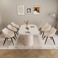 thumbnail image 2 of 63" Oval Dining Table Set for 6, Wooden Dining Roon Table and 6 PU Swivel Armchairs, Modern Dining Set with High Backrest and Waterproof Tabletop for Living Room,  Beige, 2 of 7