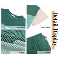 thumbnail image 6 of Fantaslook Color Block Two Piece Sets for Women Texture Crew Neck Short Sleeve Tops and Shorts Outfits Loungewear with Pocket, 6 of 8