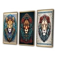 thumbnail image 3 of Designart "Contemporary Illustration Wild Lion Portrait" Animals Lion Framed Wall Art Set Of 3 - Brown Lion Frame Canvas Set For Living Room Decor, 3 of 6
