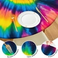 thumbnail image 4 of Colorful Rainbow Tie Dye Spiral Pattern Round Fitted Tablecloth with Elastic Edge,Dining Table Cover Waterproof,Outdoor Round Tablecloth for Camping,Dining,Indoor and Outdoor, 4 of 7