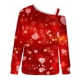 thumbnail image 4 of Penkiiy Womens Valentine Day Sweatshirt Off-shoulder Shirt Graphic Long Sleeve Pullover Tops M Red, 4 of 5