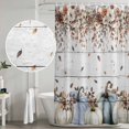 thumbnail image 5 of Navy Blue Pumpkin Fall Shower Curtain, Waterproof Shower Curtains for Bathroom, Thanksgiving Leaves Floral Wooden Washable Fabric Bathtub Curtain Set Bath Decor with 12 Hooks 48"x72", 5 of 8