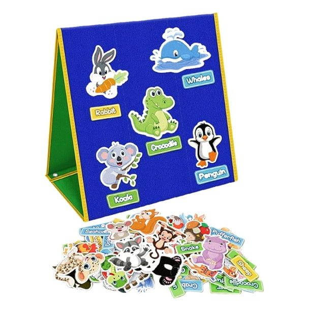 Tablero de fieltro para niños pequeños Aprendizaje temprano Historia interactiva portátil independiente azul