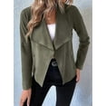 thumbnail image 4 of Women'S Faux Suede Jackets Fashion Fall Clothes Long Sleeve Open Front Cropped Coat Outwear Army Green M, 4 of 9