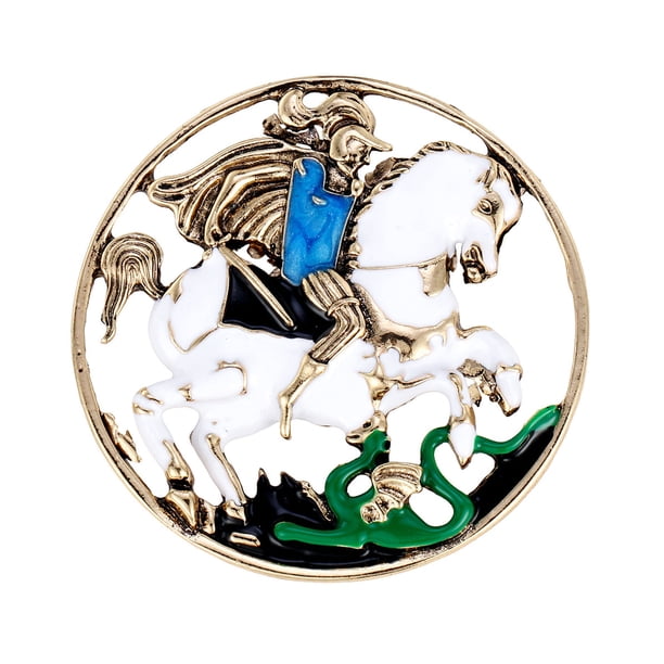Broche de caballero esmaltado con caballo, broche de caballero blanco, pin de solapa vintage, accesorio para disfraz, abrigo, sombrero, hombres y mujeres.