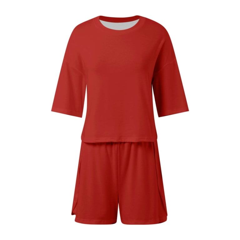 SHITINN Ladies Fashion Pajama Set Solid Color Loose Shorts Set Night Dress  for Women Pajama Set Womens Lounging Pajamas Cute Pajamas - Walmart.com