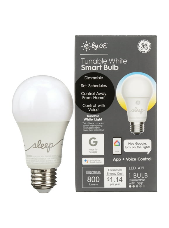 GE C by GE Smart A19 LED Light Bulb, 9.5-Watts (60W Equivalent), Tunable White, 1-Pack (Packaging May Vary)