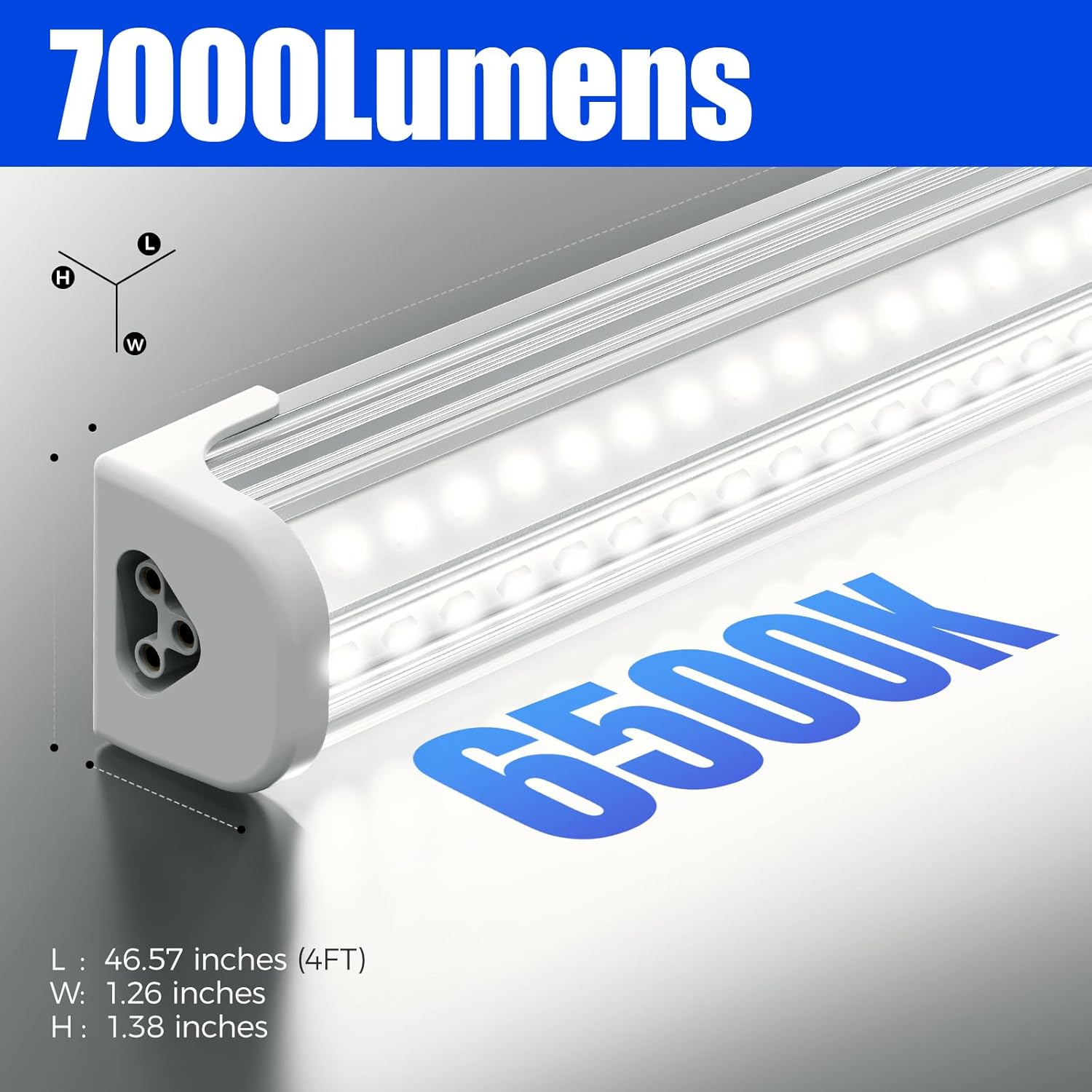 Barrina 2-Pack T8 LED Shop Lights 4FT 50W 7000LM 6500K ‎Super Bright White Clear Cover Ceiling V-Shape Shop Light Fixture Garage Warehouse Basement Workshop ETL Listed