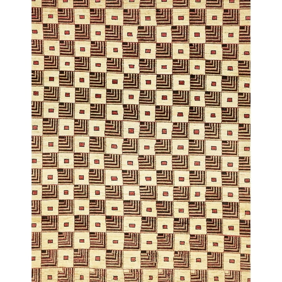 Ahgly Company Indoor Rectangle Abstract Sun Yellow Checkered Area Rugs, 4' x 6'