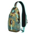 thumbnail image 1 of Floral Sunflower Pattern Sling Backpack, Lightweight Durable Crossbody Daypack, Adjustable Strap, Multiple Compartments for Travel, Outdoor Activities, 1 of 5