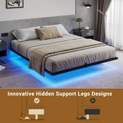 Metal Floating Bed Frame Full Size, Modern Platform Bed Frame with LED Lights,No Box Spring Needed