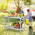 thumbnail image 3 of Bingirl Table de Préparation Commerciale Pliable à 2 Niveaux en Acier Inoxydable de 36, 48, 60 Pouces avec Tablette Inférieure Réglable et Roulettes Verrouillables - Établi en Métal Robuste Certifié NSF pour Cuisine, Restaurant, Garage, 3 of 7