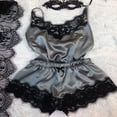 thumbnail image 6 of Naierhg Spaghetti Strap Lace Stitching Vest Shorts Set Imitation Satin V-Neck Sleeveless Pajama Set for Wedding Night, 6 of 8