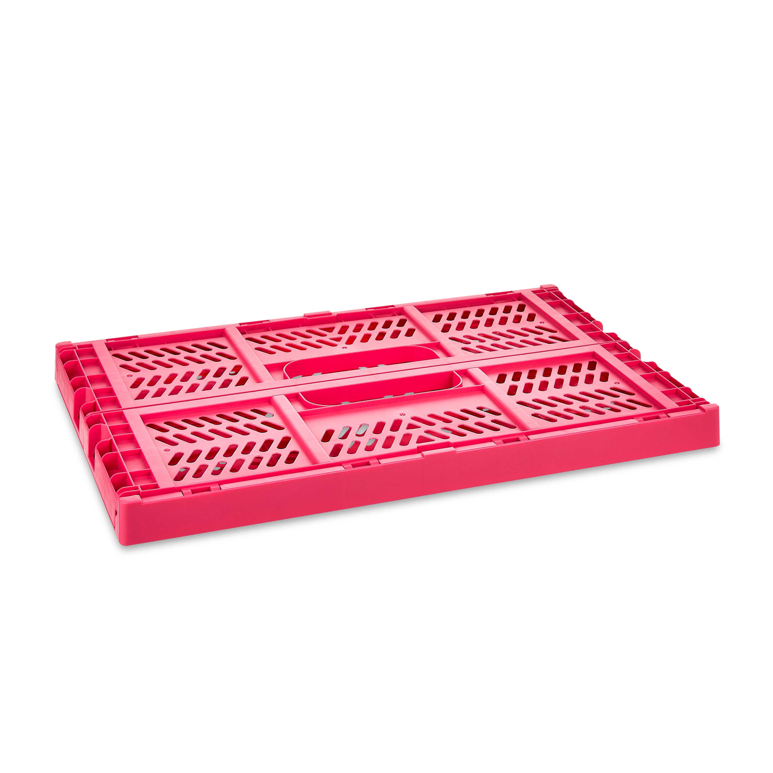 Pen+Gear Medium Collapsible Storage Crate, Coral, 16.92" W x 11.41" D x 6.22" H